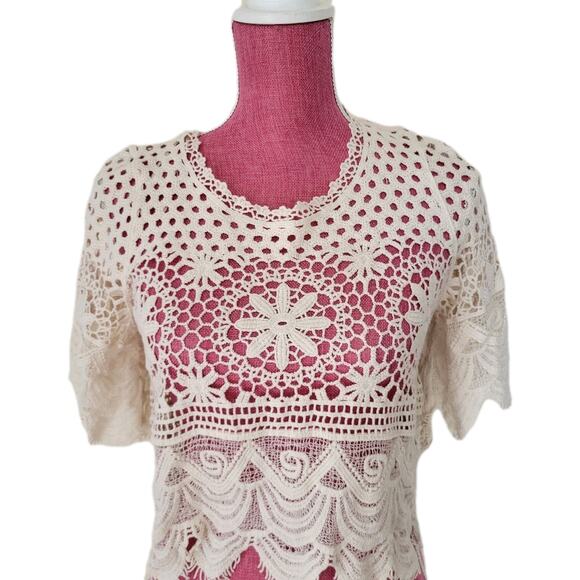 Rebellion Crochet Cotton Top Coastal Boho Romantic Festival Cottagecore Med - Picture 3 of 16